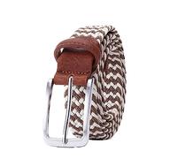 Yitre Ceinture élastique pour homme et femme, ceinture tressée en toile pour jeans, ceinture tressée élastique avec boucle ardillon en alliage, Marron/blanc, 130 cm