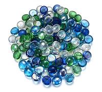 YITYDaMai Galets en verre de 1 kg de couleurs mélangées, perles décoratives rondes et plates pour vase, jardin, pots de fleurs, aquarium, décorations de remplissage