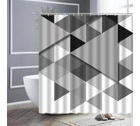 YIUEYI Rideaux de douche à motif géométrique 3D noir, blanc, gris, épissure simple, ensemble de rideaux de salle de bain avec crochets 165 x 153 cm (l x H)