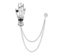 YIUPEDRFG Broche exquise en forme de main en forme de crâne, pendentif insigne, chaîne cristal, broche pour homme, idéale pour les mariages, les soirées et occasions spéciales. ornée