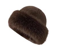 YIUPEDRFG Chapeau d'hiver en fausse fourrure pour femme, chaud, style cosaque rusan, idéal pour le ski et la marche, couleur pâte de haricots, Brun
