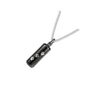 YIUPEDRFG Collier porte-clés urne funéraire souvenir, durable et hypoallergénique, bijou commémoratif avec pendentif cylindrique à empreinte de patte, Noir, 32 x 11 mm