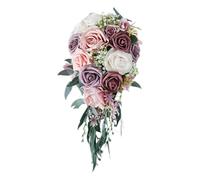 YIUPEDRFG Magnifique Bouquet de mariée d'extérieur, composé de Fleurs artificielles en Soie pour aux Couleurs éclatantes, pour Un Mariage inoubliable. Fleurs et Roses artificielles. Roses.