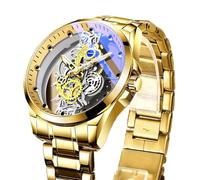 YIUPEDRFG Montre multifonctionnelle pour Hommes, Montre-Bracelet précise et Confortable, à Quartz en métal, Nouvelle Collection, Acier doré