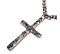 YIUPEDRFG Nouveau collier porte-clés croisé Crucifix de Jésus fabriqué en acier chromé pour une fabrication durable très soignée peut être porté comme collier porte-clés en attachant le