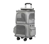 YIUPEDRFG Sac de Transport à Double Compartiment avec roulettes pour Animaux de Compagnie, idéal pour Voyager avec Deux Chats en Toute sécurité et Confort. Sac Transport à roulettes pour Chiots et