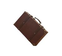 YIUPEDRFG Valise de style rétro classique, coffre vintage, boîte à bijoux, rangement de bijoux, souvenirs et petits trésors, petit rangement, étui nuit en cuir PU, Brun, S 34 x 8 x 20.5 cm