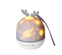 YIUPEDRFG Veilleuse d'ambiance rotative avec Chargeur USB, Projection de Lapin et de cerf, avec télécommande ABS, Cadeau pour Enfants, Gris, Version Bluetooth