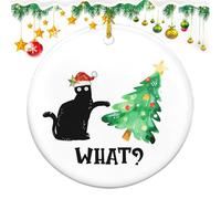 Yiurse Décoration de Noël en forme de chat - Ornement de vacances pour sapin de Noël - Chat noir et arbre de Noël - Décoration de vacances festive en voiture 2D à suspendre pour les amoureux des chats