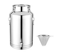 Yiustldd Bidon de Transport de Lait en Acier Inoxydable de 5 à 22 L avec Robinet, Entonnoir à Mailles 250 pour liquides,14L