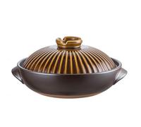 Yiustldd Cocotte En Argile - Marmite Japonaise En Céramique Donabe Avec Couvercle Et Poignée Marmite Pour La Cuisine, Faïence Ronde Résistante À La Chaleur,Marron,0.7L