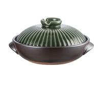 Yiustldd Cocotte En Argile - Marmite Japonaise En Céramique Donabe Avec Couvercle Et Poignée Marmite Pour La Cuisine, Faïence Ronde Résistante À La Chaleur,Vert,1.8L