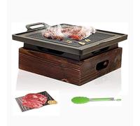 Yiustldd Gril BBQ Portable sans fumée Four BBQ au Charbon de Bois coréen et Japonais Gril BBQ ménager antiadhésif,37x20x16cm