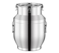 Yiustldd Seau À Lait en INOX avec Couvercle Étanche, Seau À Vin Seau À Lait Bidon Fourre-Tout avec Poignée De Transport, Facile À Ouvrir Et À Utiliser,10L