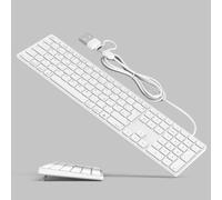 Yivandi Clavier filaire complet pour Mac OS - Support pliable intégré, connexion par câble via USB-A/USB-C, clavier USB Plug and Play avec pavé numérique pour iMac/Mac Mini/MacBook