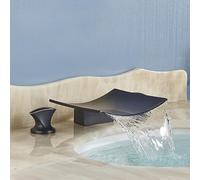 YIVELYYZG Robinet de lavabo à Double poignée for lavabo de Salle de Bain, mitigeur monté sur Le Pont, Eau Chaude et Froide, Robinet de lavabo à Grue, Robinet de Salle de Bain(Orb A)