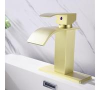 YIVELYYZG Robinet de salle de bain avec bec en cascade pour une plus grande relaxation. Design d'une seule poignée pour un contrôle sans effort. Belle finition en or brossé