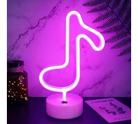 YIVIYAR LED Rose Enseigne au Néon Néon Signe, Notes de Musique LED en Forme de Lumière au Néon USB ou Batterie Chambre Décor de Table de Bureau pour Décor de Chambre de Noël avec Piédestal(Music Note)