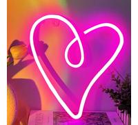 YIVIYAR Panneau lumineux néon en forme de cœur - Applique murale rose pour chambre à coucher, mariage, Saint-Valentin, 3 piles AA/USB