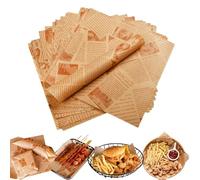 yivom 100 Papier Emballage Alimentaire 25×25cm Papier Journal Alimentaire Papier Anti Graisse Alimentaire Style Journal Vintage pour Sandwich, Frites, Hamburger