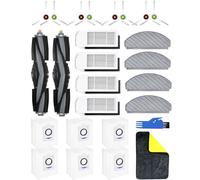Yivy Lot de 26 Accessoires pour aspirateur Ecovacs Deebot T10 Plus, pièces de Rechange T10 Plus, Embout T10+ : 2 brosses principales, 8 brosses latérales, 4 filtres HEPA, 4 lingettes, 6 Sacs à