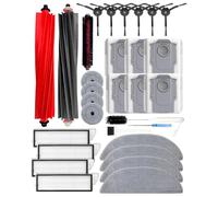 Yivy Lot de 30 accessoires pour robot aspirateur Roborock S8 Maxv Ultra, pièces de rechange S8 Max Ultra : 2 brosses principales, 6 brosses latérales, 4 filtres Hepa, 4 chiffons de nettoyage, 6 sacs à