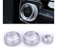 YIWANG Lot de 3 boutons de climatisation de voiture en alliage d'aluminium pour séries 1 2 3 4 F30 F34 F46 GT X1 F47 F48 2013-2017 (argent)