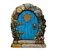 Yiwaso Porte de Fée Miniature en Bois - Décoration d'Arbre et de Jardin Féérique - Entrée pour Elfes et Lutins - Statues d'Arbres