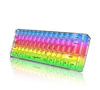 YIWENG clavier de jeu,V700T Clavier de jeu transparent RVB 61 touches Clavier rétroéclairé USB Design ergonomique Câble détachable Compatible avec Windows 2000/XP/win7/win8/win10/win11/Vista/IOS ou pl