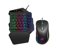 YIWENG clavier et souris à une main avec fil,Clavier et souris de jeu à une main combinés claviers de jeu V500 RVB et souris de jeu J300 clavier de jeu filaire clavier de jeu avec 2 ports USB et souri