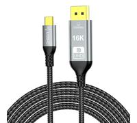 YIWENTEC USB C to DisplayPort 2.1 Cable, 16K 30Hz 8K 60Hz 4K 240Hz, Thunderbolt 4/3 to DP Cable 40Gbps, Compatible with MST/Clamshell Mode, Type C DP 2.1 (2M)