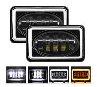 YIWEOG 1 Phare LED de Voiture de 5 Pouces 4x6 rectangulaire avec Clignotant DRL à Faisceau Haut/Bas Compatible avec H4651 H4652 H4656 H4666 H6545 Remplacement pour Peterbilt Kenworth Freightinger