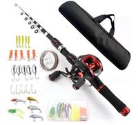 YIWEOG Ensemble Canne à pêche et Moulinet Canne à pêche télescopique de 2,4 m avec Moulinet baitcasting pour gaucher