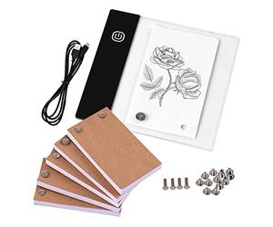 YIWEOG Flip Book Kit avec Mini Light Pad LED Lightbox Tablet Design with Hole 300 Sheets Flipbook Paper Binding Vis for Drawing Tracing Animation Sketching Cartoon Creation