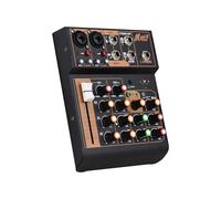 YIWEOG Mélangeur audio Console de mixage DJ portable à 4 canaux Mini carte de mixage sonore avec USB BT 48 V Alimentation fantôme Bouton de bouclage EQ 3 bandes Console audio pour performances en dire