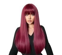 YIWEOG Perruque de cheveux humains longue noire avec frange et bonnet de perruque, sans colle, lisse, ombré naturel, 26 pouces