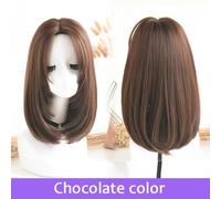 YIWEOG Perruque droite mi-longue avec raie au milieu, perruque en Fiber synthétique résistante à la chaleur, couleur naturelle, longueur d'épaule pour femmes