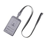 YIWEOG Porte-cartes Titulaire d'insigne de carte de travail d'affaires de cas de carte nom d'identité d'alliage d'aluminium de style vertical avec la lanière