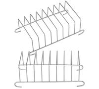 YIWONFU Porte-Toast Inoxydable 2 Pièces - Support à Toast 8 Fentes Argenté, Grille de Refroidissement pour Four, Airfryer et Repas, Gain de Place et Design Moderne pour Cuisine