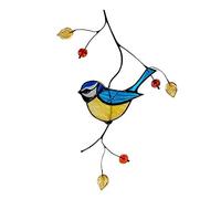 YIWOYI Décoration à suspendre en forme d'oiseaux, branches d'oiseaux en vitrail pour mur, fenêtre, porte, décoration de campanule (C)