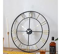 YIWOYI Grande horloge de jardin 50 cm, horloge murale avec chiffres romains pour intérieur ou extérieur, métal précis et silencieux à suspendre