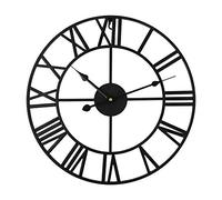 YIWOYI Horloge de jardin d'extérieur 40 cm, horloge murale rétro en métal, chiffres romains, horloge murale en fer, grande horloge de jardin ou décoration d'intérieur (noir, 40 cm)