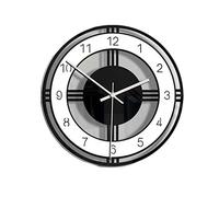 YIWOYI Horloges de jardin étanches - Horloge murale silencieuse en acrylique transparent - Pour la maison, le salon - Rétro - Cadran rond - Noir - Grande décoration extérieure (noir, 28 cm)