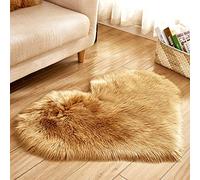 YIWOYI Tapis blanc moelleux, petit tapis, en forme de cœur, tapis en peluche moelleux, tapis doux pour décoration de salon, tapis blanc (marron clair, 30 x 40 cm)