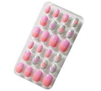 YIXANNX 1 ensemble ongles pour enfants longueur moyenne Style carré presse sur bâton couleur unie couverture complète fournitures de Salon artificielles , Sept