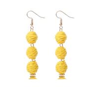 YIXANNX 1 paire femmes crochet tressé boucles d'oreilles filles élégantes adolescents pendentif oreille goujons anniversaire bureau Club mode bijoux, Jaune