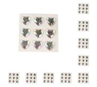 YIXANNX 10 Feuilles Strass Autocollants Acrylique Stickers en Trois pour Dimensions Auto-Adhésif Amour Coeur Artisanat Étiquette Scrapbooking, AB coloré
