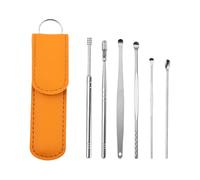 YIXANNX 6 pièces/ensemble -oreilles bâtons en acier inoxydable Scoop Kit de dissolvant de cire d'oreille lavable poli Curette enlèvement cueilleurs ménage