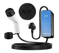 YIXANNX Câble de Portable fiable de 5 m et 13 A pour véhicules électriques, Prise de Type 2 à 3 Broches, Chargeur pour Voiture électrique, Disponible au Royaume-Uni, Argent