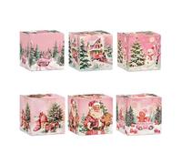 YIXANNX Coffrets cadeaux festifs pour célébrations de joyeux noël, papier rose, thème de noël, arbre, emballage bonbons, collations, Style 1